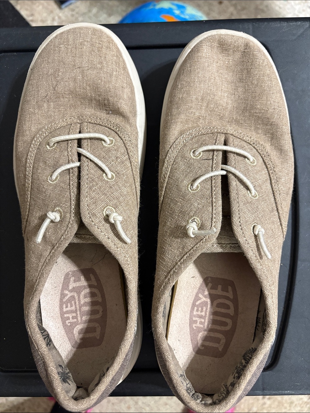 Hey Dude Beige Canvas Slip-On Loafers
